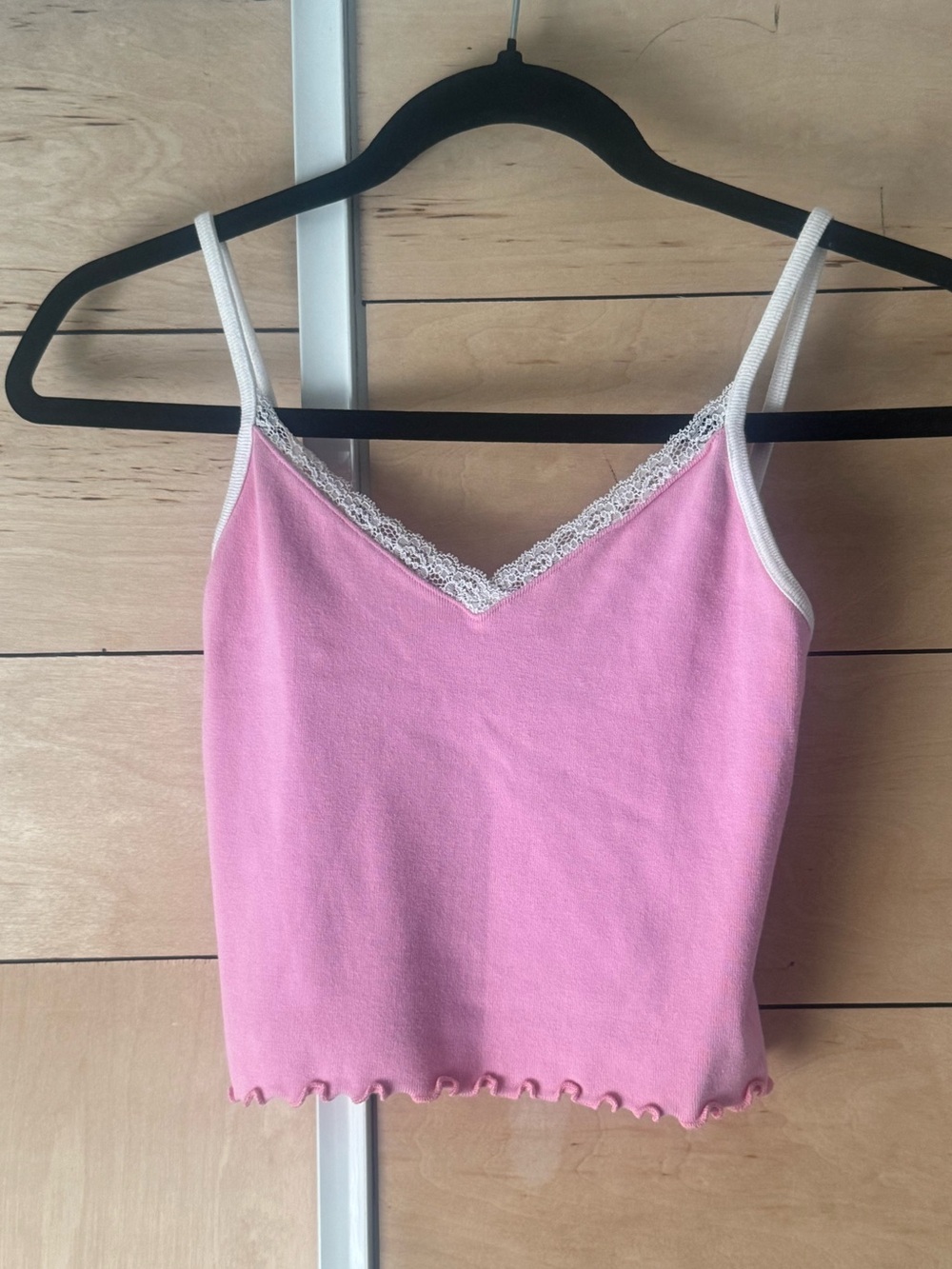 Brandy Melville Pink Lace-Trim Cami